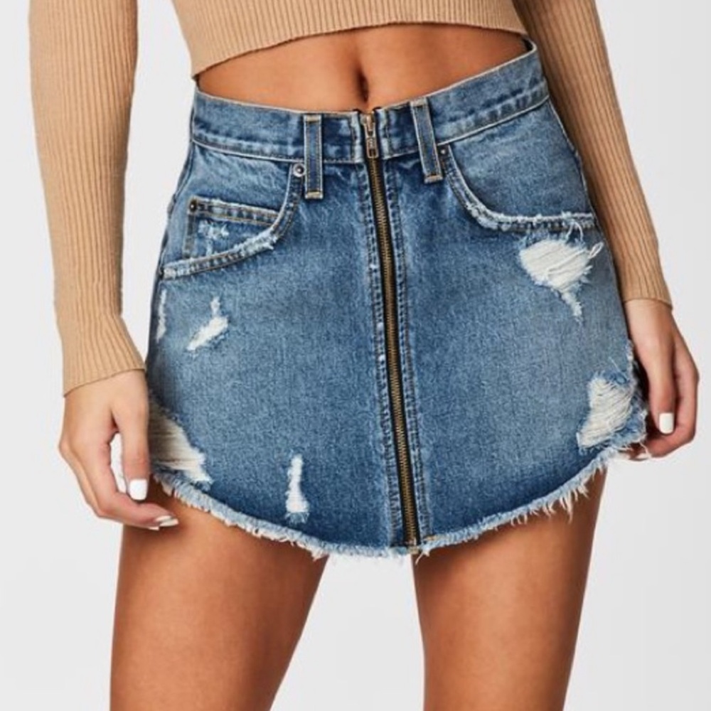 Carmar denim zip up skirt